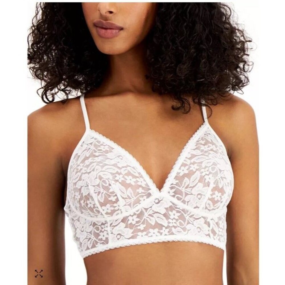 INC International Concepts Womens Sz L Lace Bralette Lingerie Beige Bride